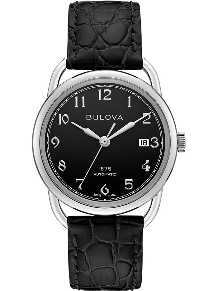 Bulova Commodore Limited Edition Roloi Aftomato me Mavro Dermatino Louraki 96B325